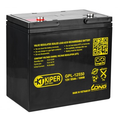 Купить Аккумуляторная батарея Kiper GPL-12550 12V/55Ah в магазине Mirkotlov.by (Мир Котлов) - отличное качество. Купить Аккумуляторная батарея Kiper GPL-12550 12V/55Ah