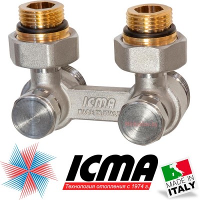 Купить Двухтрубный клапан для стального радиатора угловой 1/2" ICMA 