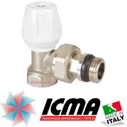 Кран радиаторный угловой 1/2" (подающий) с "антипротечкой" ICMA