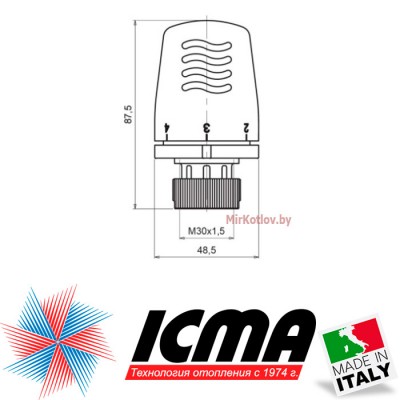 Термостатическая головка М 30х1,5 ICMA фото 1