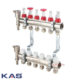 Гребенка (коллектор) KAS 1"х3/4" (евроконус) 5 выходов Гребенка (коллектор) KAS 1"х3/4" (евроконус) 5 выходов