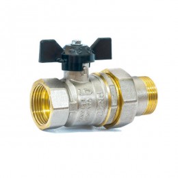 Кран шаровой LD 47.25.В-ГШ.Б с разъемом, внутренняя-наружная резьба, 1, бабочка