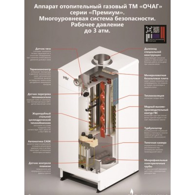 Напольный одноконтурный газовый котел Очаг Премиум АОГВ - 11,6 Е - гарантия до 5 лет фото 3 Напольный одноконтурный газовый котел Очаг Премиум АОГВ - 11,6 Е фото 3