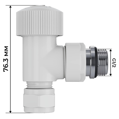 Набор термостатический угловой Royal Thermo Design Pro 15мм М30х1,5 (Белый) - гарантия до 5 лет фото 3 Набор термостатический угловой Royal Thermo Design Pro 15мм М30х1,5 (Белый) фото 3