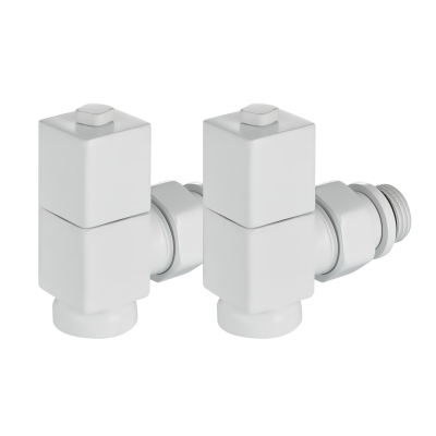 Набор дизайн-вентилей Royal Thermo CUBE, угловой (белый) 1/2" фото 4