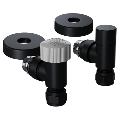 Набор термостатический угловой Royal Thermo Design Pro 15мм М30х1,5 (Черный) - гарантия до 5 лет фото 1 Набор термостатический угловой Royal Thermo Design Pro 15мм М30х1,5 (Черный) фото 1