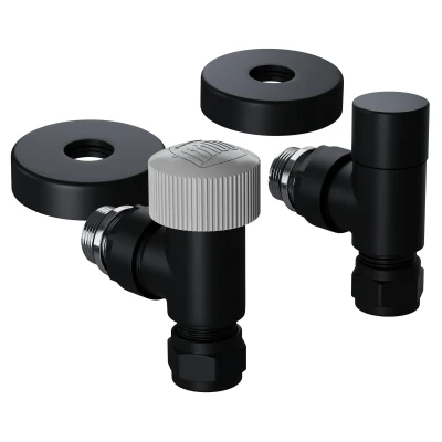 Набор термостатический угловой Royal Thermo Design Pro 15мм М30х1,5 (Черный) Набор термостатический угловой Royal Thermo Design Pro 15мм М30х1,5 (Черный)