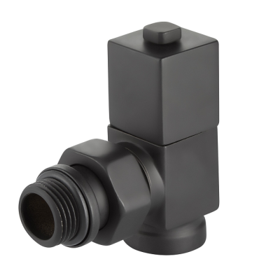 Набор дизайн-вентилей Royal Thermo CUBE, угловой (черный) 1/2" фото 1