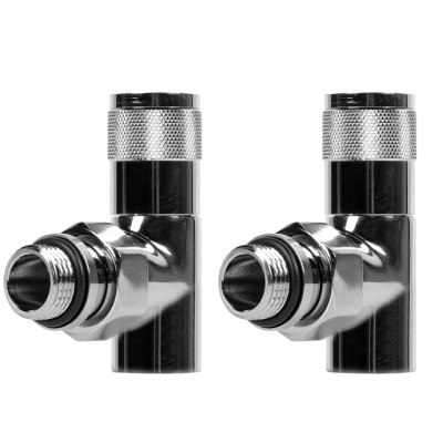 Набор дизайн-вентилей Royal Thermo PIANO, угловой (хром) 1/2" фото 1