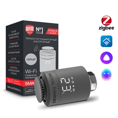 Купить Термостат радиаторный электронный Royal Thermo Smart Heat, серебристый (RTE 77.001S) 