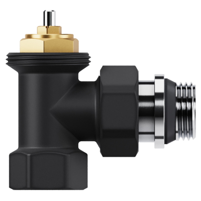 Набор термостатический угловой Royal Thermo Design 1/2"М30х1,5 (Черный) - гарантия до 5 лет фото 4 Набор термостатический угловой Royal Thermo Design 1/2"М30х1,5 (Черный) фото 4