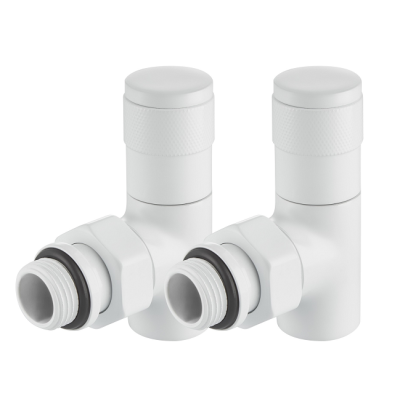 Набор дизайн-вентилей Royal Thermo PIANO, угловой (белый) 1/2" фото 2