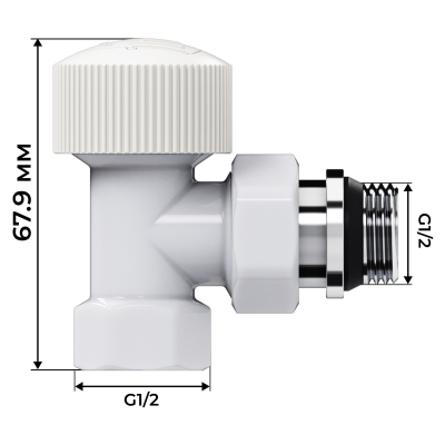 Набор термостатический угловой Royal Thermo Design 1/2"М30х1,5 (Белый) - гарантия до 5 лет фото 3 Набор термостатический угловой Royal Thermo Design 1/2"М30х1,5 (Белый) фото 3