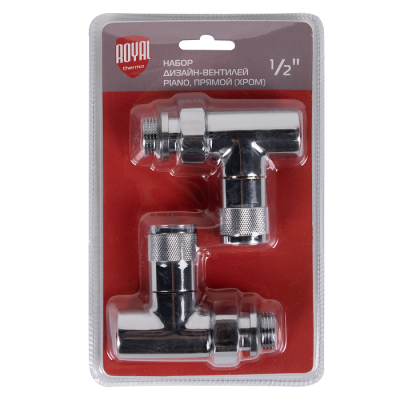 Набор дизайн-вентилей Royal Thermo PIANO, прямой (хром) 1/2" фото 4