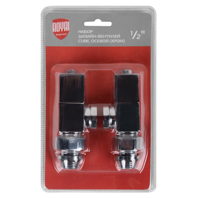 Набор дизайн-вентилей Royal Thermo CUBE, осевой (хром) 1/2" фото 4