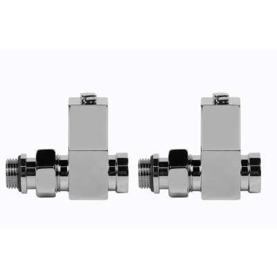 Набор дизайн-вентилей Royal Thermo CUBE, прямой (хром) 1/2" фото 2