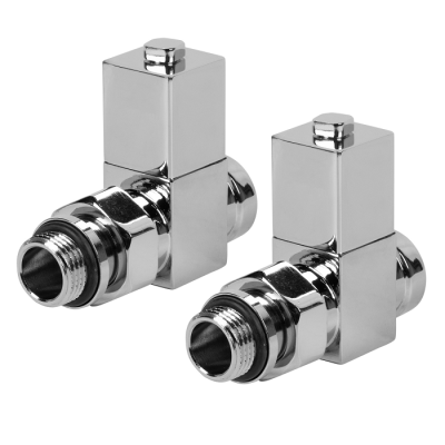 Купить Набор дизайн-вентилей Royal Thermo CUBE, прямой (хром) 1/2" 
