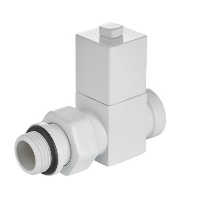 Набор дизайн-вентилей Royal Thermo CUBE, прямой (белый) 1/2" фото 2