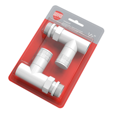 Купить Набор дизайн-вентилей Royal Thermo PIANO, прямой (белый) 1/2" 