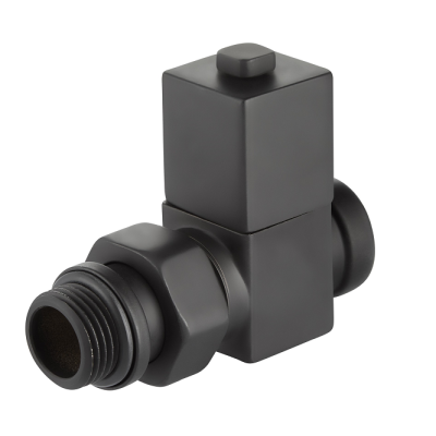 Набор дизайн-вентилей Royal Thermo CUBE, прямой (черный) 1/2" фото 2