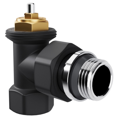 Набор термостатический угловой Royal Thermo Design 1/2"М30х1,5 (Черный) - гарантия до 5 лет фото 2 Набор термостатический угловой Royal Thermo Design 1/2"М30х1,5 (Черный) фото 2