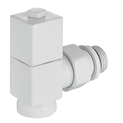 Набор дизайн-вентилей Royal Thermo CUBE, угловой (белый) 1/2" фото 3