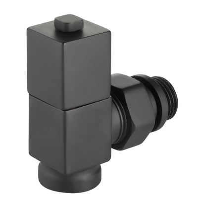 Набор дизайн-вентилей Royal Thermo CUBE, угловой (черный) 1/2" фото 3