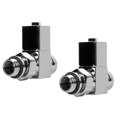 Набор дизайн-вентилей Royal Thermo CUBE, прямой (хром) 1/2" фото 1