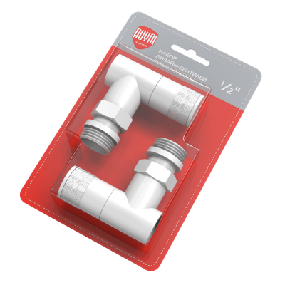 Купить Набор дизайн-вентилей Royal Thermo PIANO, угловой (белый) 1/2" 