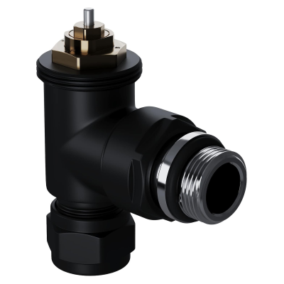 Набор термостатический угловой Royal Thermo Design Pro 15мм М30х1,5 (Черный) - гарантия до 5 лет фото 2 Набор термостатический угловой Royal Thermo Design Pro 15мм М30х1,5 (Черный) фото 2