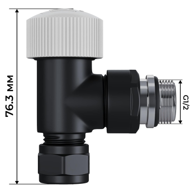Набор термостатический угловой Royal Thermo Design Pro 15мм М30х1,5 (Черный) - гарантия до 5 лет фото 3 Набор термостатический угловой Royal Thermo Design Pro 15мм М30х1,5 (Черный) фото 3