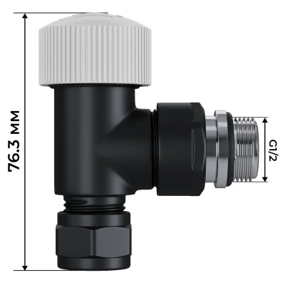 Набор термостатический угловой Royal Thermo Design Pro 15мм М30х1,5 (Черный) Набор термостатический угловой Royal Thermo Design Pro 15мм М30х1,5 (Черный)