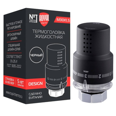 Купить Термоголовка жидкостная Royal Thermo Design М30х1,5 (черный) RTO 07.0008 