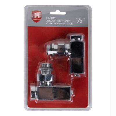 Набор дизайн-вентилей Royal Thermo CUBE, угловой (хром) 1/2" фото 4