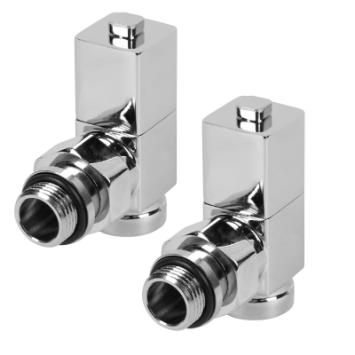 Купить Набор дизайн-вентилей Royal Thermo CUBE, угловой (хром) 1/2" 