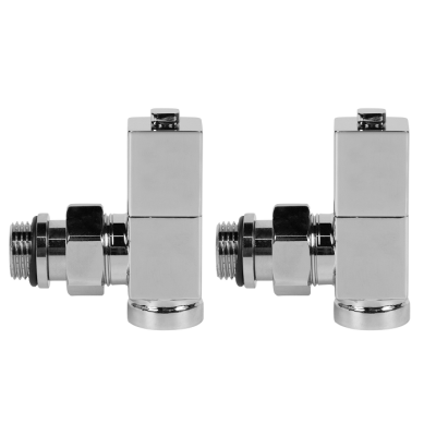 Набор дизайн-вентилей Royal Thermo CUBE, угловой (хром) 1/2" фото 2