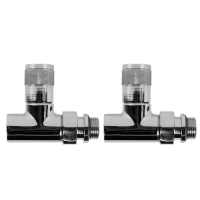 Набор дизайн-вентилей Royal Thermo PIANO, прямой (хром) 1/2" фото 2