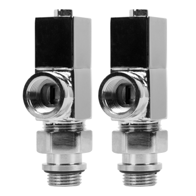 Набор дизайн-вентилей Royal Thermo CUBE, осевой (хром) 1/2" фото 1