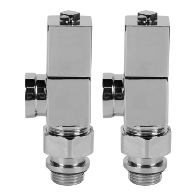 Набор дизайн-вентилей Royal Thermo CUBE, осевой (хром) 1/2" фото 2