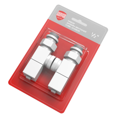 Купить Набор дизайн-вентилей Royal Thermo CUBE, осевой (белый) 1/2" 
