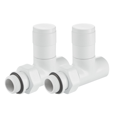 Набор дизайн-вентилей Royal Thermo PIANO, прямой (белый) 1/2" фото 3