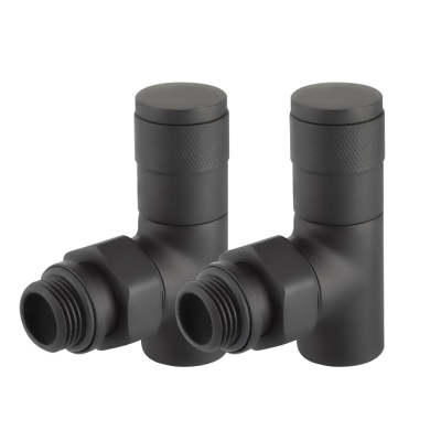 Набор дизайн-вентилей Royal Thermo PIANO, угловой (черный) 1/2" фото 2