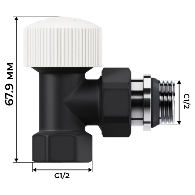 Набор термостатический угловой Royal Thermo Design 1/2"М30х1,5 (Черный) - гарантия до 5 лет фото 3 Набор термостатический угловой Royal Thermo Design 1/2"М30х1,5 (Черный) фото 3
