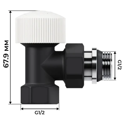 Набор термостатический угловой Royal Thermo Design 1/2"М30х1,5 (Черный)