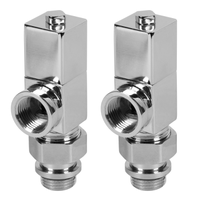 Купить Набор дизайн-вентилей Royal Thermo CUBE, осевой (хром) 1/2" 