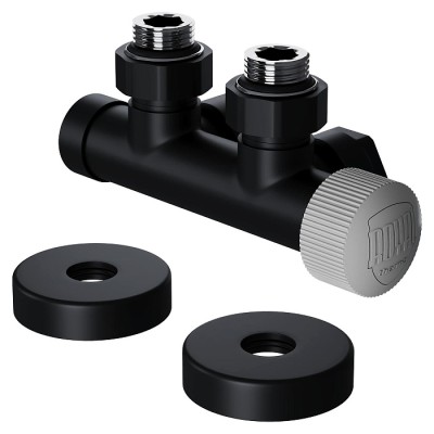 Купить Узел нижнего подключения термостатический угловой Royal Thermo Design Pro 15мм М30х1,5 (Черный) 