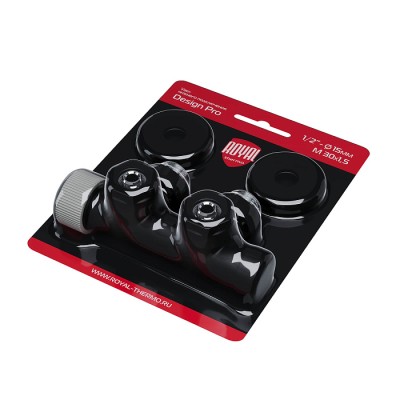 Узел нижнего подключения термостатический угловой Royal Thermo Design Pro 15мм М30х1,5 (Черный) фото 5