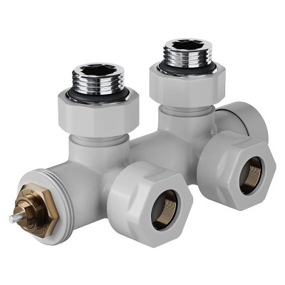 Узел нижнего подключения термостатический угловой Royal Thermo Design Pro 15мм М30х1,5 (Белый) фото 1