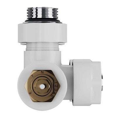 Узел нижнего подключения термостатический угловой Royal Thermo Design Pro 15мм М30х1,5 (Белый) фото 4