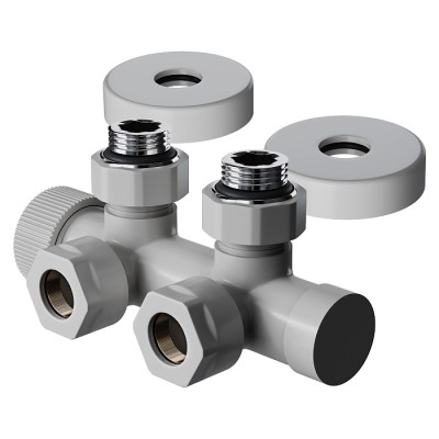 Узел нижнего подключения термостатический угловой Royal Thermo Design Pro 15мм М30х1,5 (Белый) фото 2